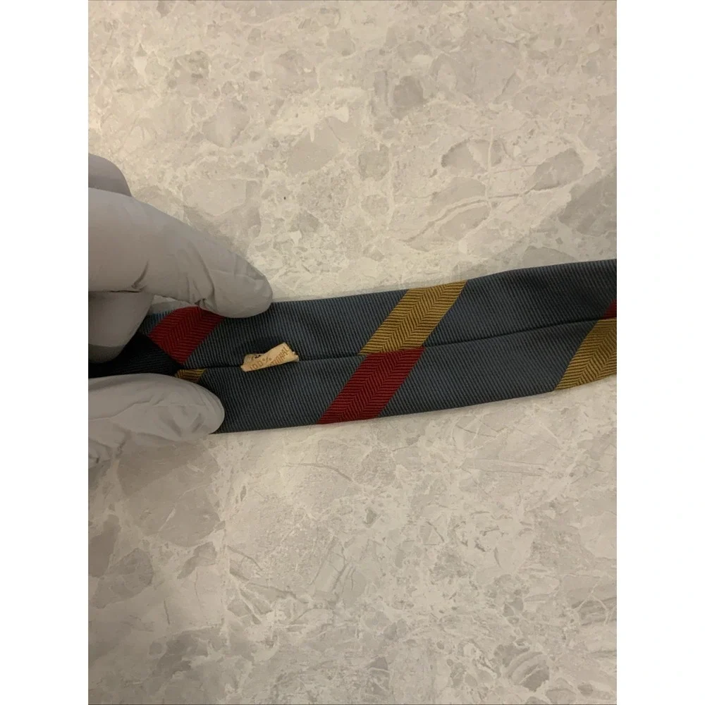 Vintage Ferranti California Givenchy Monsieur Tie RN 15529 Grey Red Gold Stripe